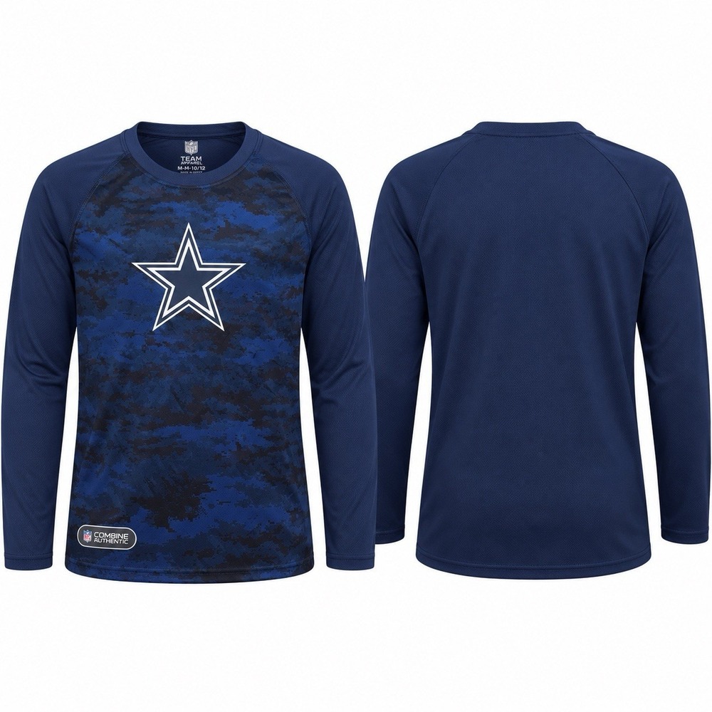 Dallas Cowboys NFL Combine Authentic Youth M 10/12 Navy Long Sleeve Shirt NWT